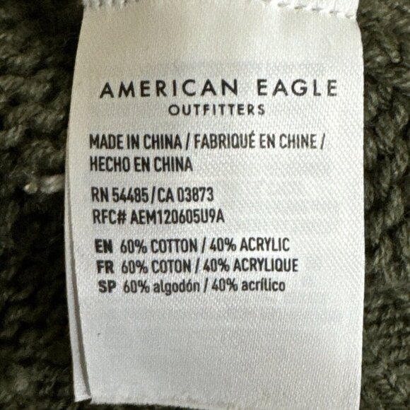 American Eagle Women's L Boxy Fit Sweater Olive Creme Striped - Picture 10 of 13